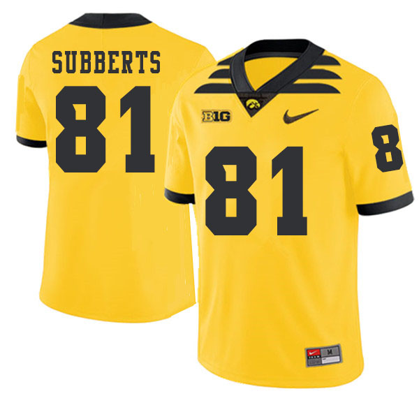 2019 Men #81 Ben Subberts Iowa Hawkeyes College Football Alternate Jerseys Sale-Gold